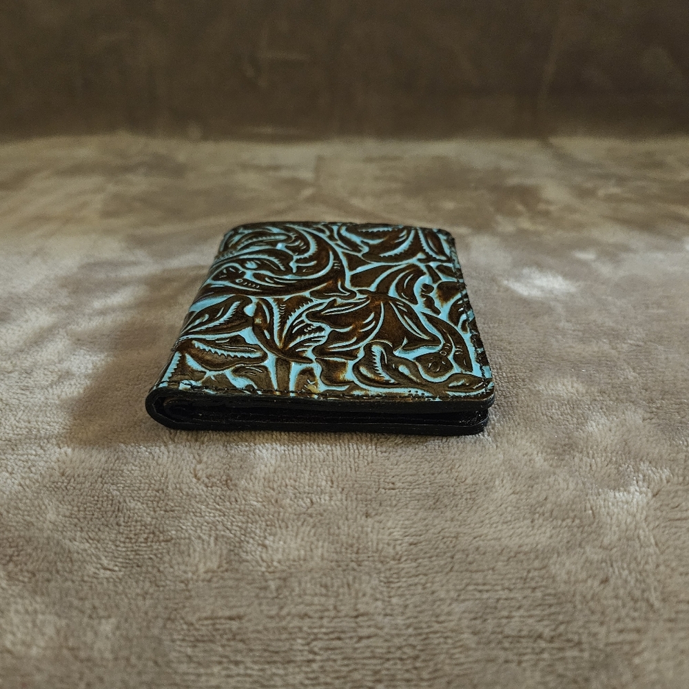 Patricia Nash Embossed Leather Wallet - Brown and Turquoise - Picture 5 of 8